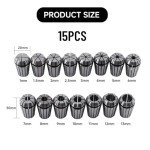 15-Piece ER20 Collet Set for CNC Machines