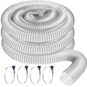 Flexible PVC Dust Collection Hose with Clamps - 4"x20