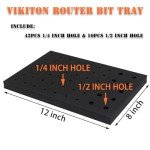 VIKITON Router Bit Organizer for 1/4 & 1/2 Inch