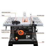 Table Saw 10 inch, Prostormer 15A Multifunctional Saw with Stand 45º -90º Blade Angle and about 5000RPM No-Load Speed for Woodworking