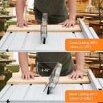 NovaVale Table Saw, 10 Inch 15A Multifunctional Saw with Stand & Push Stick Cutting Speed Up to 5000RPM, 90° Cross Cut & 0-45° Bevel Cut, Adjustable Blade Height, Ideal for Woodworking, Gray