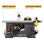 Upstreman Work M1 Pro Portable Table Saw, 13Amp Compact Tablesaw 5700RPM, 8.25" Table Saw w/24T Blade, Dust Collector, Onboard Carrying Handle Easy to Carry, Adjustable Cut Depth and Angle, for DIY