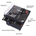 Mini Table Saw, Multifunctional Mini Precision Table Saw, Mini Table Saw for Crafts,Portable Adjustable Cutting Sanding Engraving Drilling All-in-One Machine,Mini Table Saw for Wood Cutting (Regular)