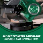 Metabo HPT Compound Miter Saw, 10" Miter Saw with Large Table Saw for woodworking, Power saw with 15-Amp Motor, Accurate Miter Angles, 0-45° Bevel, 24T TCT Miter Saw Blade, Positive Stops, C10FCGS
