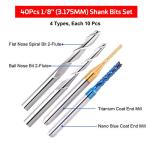40-Piece CNC Router Bits Set with 1/8" Shank