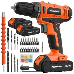 PULITUO 20V Cordless Drill Driver with 2 Batteries