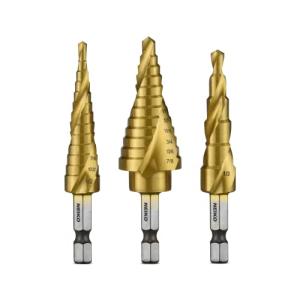 NEIKO 3-Piece Step Drill Bit Set for All Materials