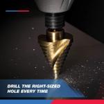 NEIKO 3-Piece Step Drill Bit Set for All Materials