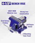 WORKPRO 4-1/2" Swivel Bench Vise for Woodworking