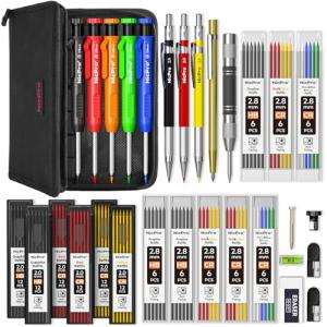 Nicpro Carpenter Pencil Set with Sharpener and Refills