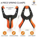 WOCTEC 4-Pack Spring Clamps Heavy Duty - 6 Inch Large Plastic Clamps for Crafts and Pool Cover Clips with 3 Inch Jaw Opening- Wodworking Clamps for Cover Holding and Wood Gluing (6 Inch Pack of 4)