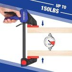 WORKPRO Bar Clamps for Woodworking, 6-Pack One-Handed Clamp/Spreader, 6-Inch (4) and 12-Inch (2) Wood Clamps Set, Light-Duty Quick-Change F Clamp with 150 lbs Load Limit Blue