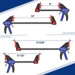 WORKPRO Bar Clamps for Woodworking, 6-Pack One-Handed Clamp/Spreader, 6-Inch (4) and 12-Inch (2) Wood Clamps Set, Light-Duty Quick-Change F Clamp with 150 lbs Load Limit Blue