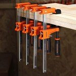 Jorgensen 6 inch Bar Clamp Set, 4 Pack Steel F Clamp Light Duty, 300 lbs Load Limited, for Woodworking, Metalworking, DIY