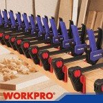 WORKPRO Bar Clamps for Woodworking, 6-Pack One-Handed Clamp/Spreader, 6-Inch (4) and 12-Inch (2) Wood Clamps Set, Light-Duty Quick-Change F Clamp with 150 lbs Load Limit Blue