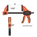 Jorgensen 6" One Hand Clamp/Spreader, 300 Lbs Clamping Force, E-Z Hold Bar Clamps Set, Medium Duty, 2-pack