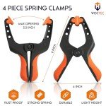 WOCTEC 4-Pack Spring Clamps Heavy Duty - 6 Inch Large Plastic Clamps for Crafts and Pool Cover Clips with 3 Inch Jaw Opening- Wodworking Clamps for Cover Holding and Wood Gluing (6 Inch Pack of 4)