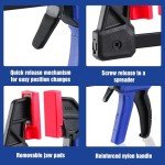 WORKPRO 6" Mini Bar Clamps for Woodworking, One-Handed Clamp/Spreader, Light-Duty Screw-Change F Clamp with 50lbs Load Limit, 2PC