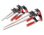 Bessey BESSEY GSCC4PK-C Clamp Set for Woodworking, F-style with Wood Handle, Replaceable Pads, 2 x 6 In and 2 x 12 In, 600 lb, Red/Black/Silver