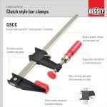 Bessey BESSEY GSCC4PK-C Clamp Set for Woodworking, F-style with Wood Handle, Replaceable Pads, 2 x 6 In and 2 x 12 In, 600 lb, Red/Black/Silver