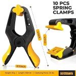 EQUIPTZ Spring Clamps 4 inch - 10 Pack Plastic Clamps for Pool Cover, Tarps, Crafts & Backdrop with 2 inch Mouth Opening - Rust Free Large Clips Heavy Duty Outdoor with Non-Detachable Jaw Pads