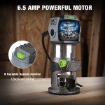 WORKPRO Compact Router Kit, 6.5 Amp Corded Hand Trimmer Router Tool, 6 Variable Speeds Wood Router for Woodworking Slotting Trimming