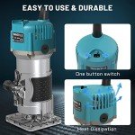 TwoWin Router Tool, 110V 800W Compact Wood Router Tool for Woodworking, Electric Hand Trimmer 1/4" Collets Palm Wood Router Tools Laminate Trimmer + Tungsten Carbide Router Bits 15-Piece Set