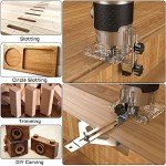 TwoWin Router Tool, 110V 800W Compact Wood Router Tool for Woodworking, Electric Hand Trimmer 1/4" Collets Palm Wood Router Tools Laminate Trimmer + Tungsten Carbide Router Bits 15-Piece Set