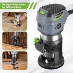 WORKPRO Compact Router Kit, 6.5 Amp Corded Hand Trimmer Router Tool, 6 Variable Speeds Wood Router for Woodworking Slotting Trimming