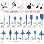 TwoWin Router Tool, 110V 800W Compact Wood Router Tool for Woodworking, Electric Hand Trimmer 1/4" Collets Palm Wood Router Tools Laminate Trimmer + Tungsten Carbide Router Bits 15-Piece Set