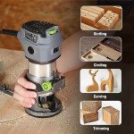 WORKPRO Compact Router Kit, 6.5 Amp Corded Hand Trimmer Router Tool, 6 Variable Speeds Wood Router for Woodworking Slotting Trimming