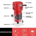 TEENO Wood Router, 650W 110V Compact Router Tools for Woodworking, 32000 RPM Hand Trim Router with 1/4" Router Bits Set, 6 Variable Speeds, Edge Guide, Roller Guide