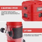 TEENO Wood Router, 650W 110V Compact Router Tools for Woodworking, 32000 RPM Hand Trim Router with 1/4" Router Bits Set, 6 Variable Speeds, Edge Guide, Roller Guide