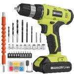 FADAKWALT Cordless Drill Set, 20V Electric Power Drill with Battery And Charger, Torque 30N, 21+1 Torque Setting, 3/8-Inch Keyless Chuck, Drill Driver Bits Kit, with LED Electric Drill Set. （green)
