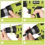 FADAKWALT Cordless Drill Set, 20V Electric Power Drill with Battery And Charger, Torque 30N, 21+1 Torque Setting, 3/8-Inch Keyless Chuck, Drill Driver Bits Kit, with LED Electric Drill Set. （green)