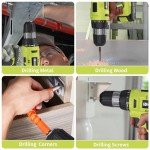 FADAKWALT Cordless Drill Set, 20V Electric Power Drill with Battery And Charger, Torque 30N, 21+1 Torque Setting, 3/8-Inch Keyless Chuck, Drill Driver Bits Kit, with LED Electric Drill Set. （green)