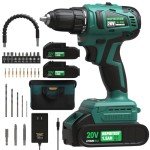 INSPIRITECH 20V Cordless Drill, Brushless Power Drill Set with 2 Batteries and Charger,3/8-Inch Chuck Electric Drill Driver,22 Torque Setting,Drill/Driver Bits and Tool Bag Included