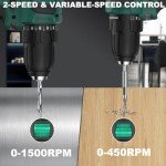 INSPIRITECH 20V Cordless Drill, Brushless Power Drill Set with 2 Batteries and Charger,3/8-Inch Chuck Electric Drill Driver,22 Torque Setting,Drill/Driver Bits and Tool Bag Included