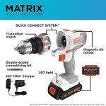 BLACK+DECKER 20V MAX Matrix Cordless Drill/Driver Kit, White (BDCDMT120WC1FF)