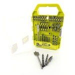 Drill Set Bundle with Ryobi 18V Cordless Drill, 1.5 Ah Lithium-ion Battery, 18-Volt Battery Charger, 40 Piece Multipurpose Drill Bits, and Buho 16 Inch Tool Bag with Outside Pockets