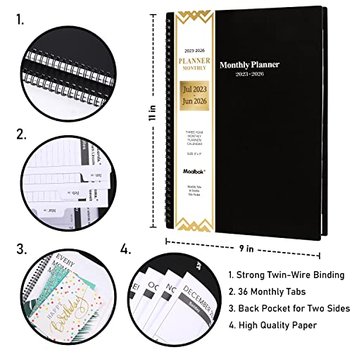 3-Year Monthly Planner with Tabs and Pockets