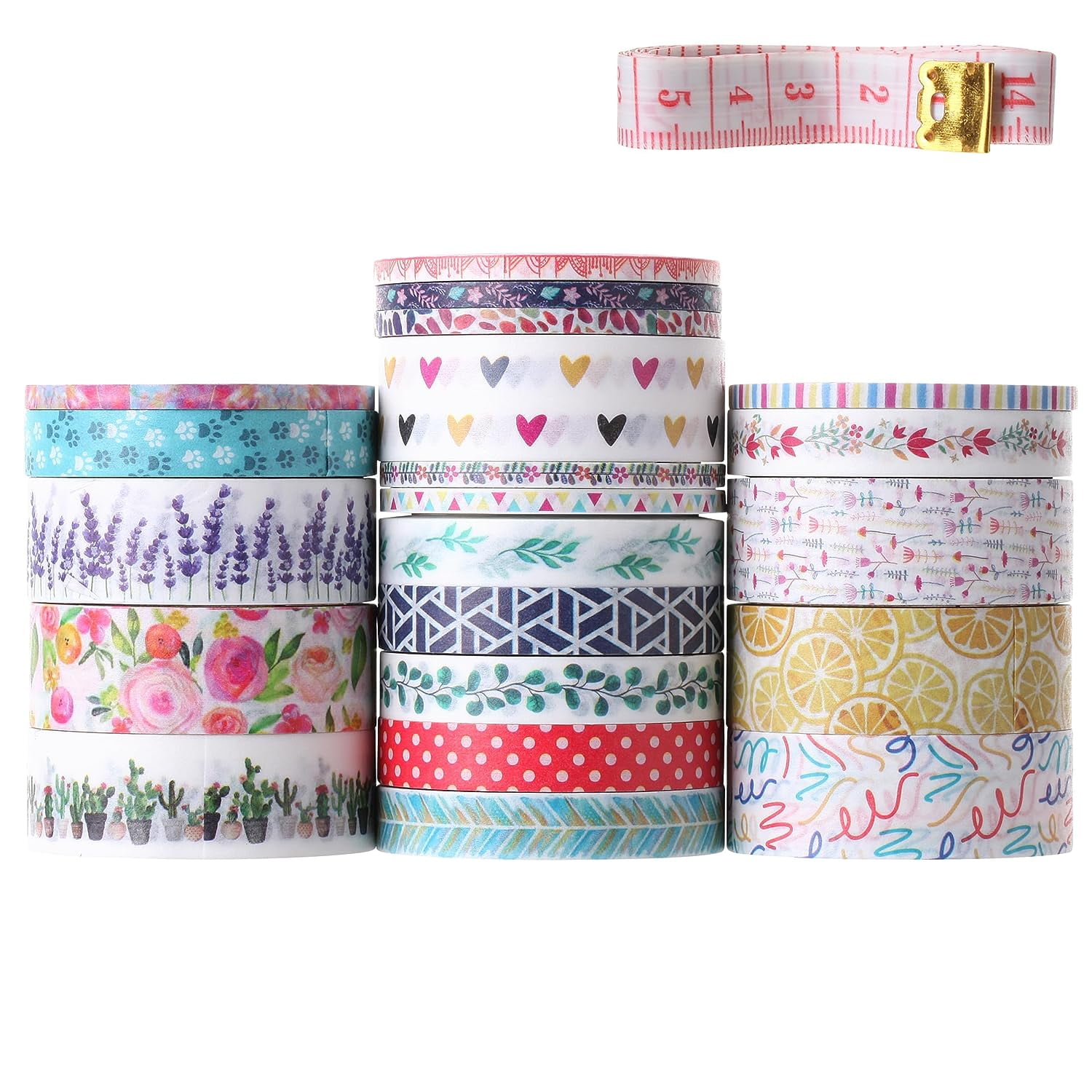 Floral Washi Tape Set - 21 Decorative Rolls