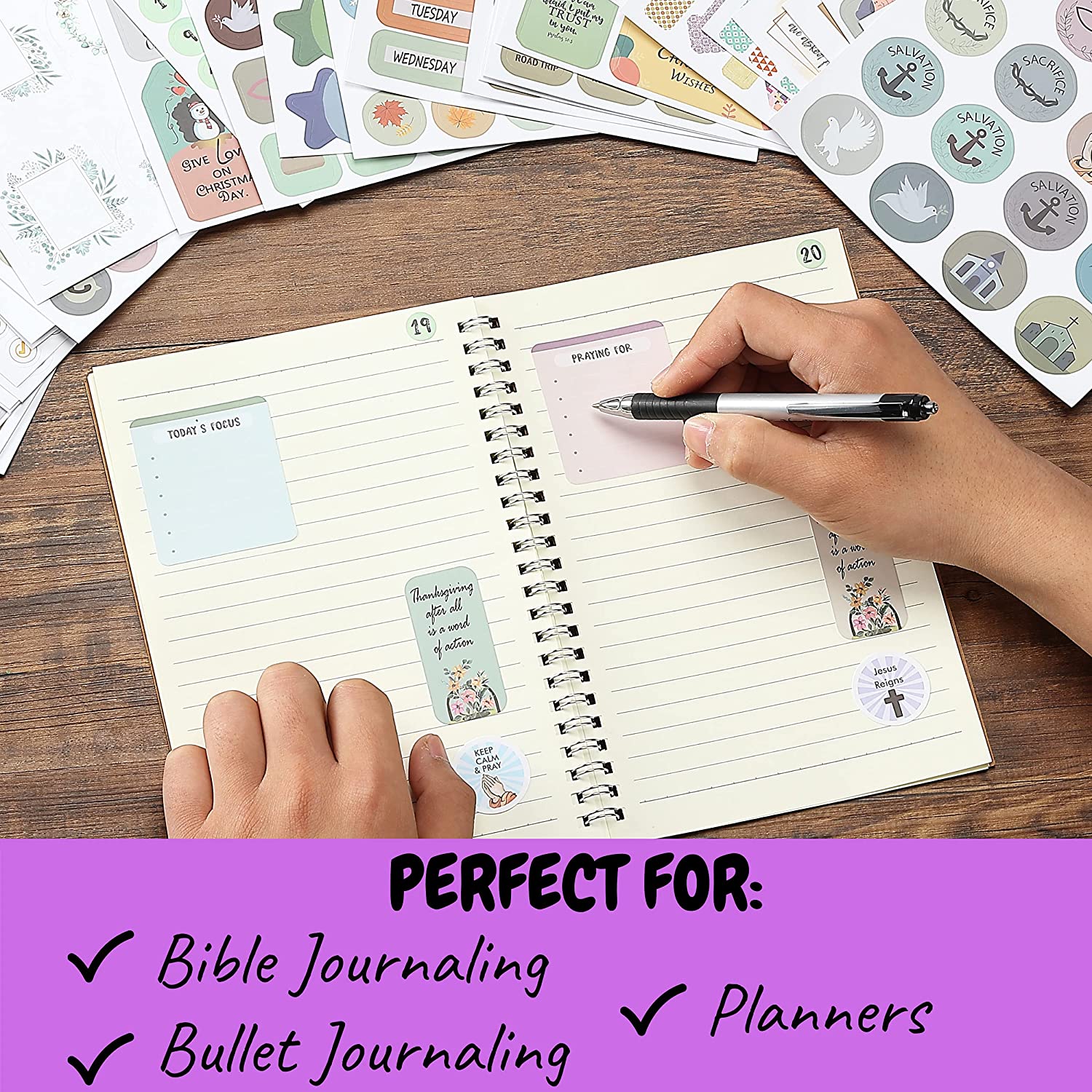 Christian Journaling Stickers - 31 Sheets, 1034 Pieces