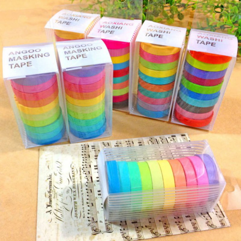 Colorful Washi Tape Set - 10 Rolls for DIY