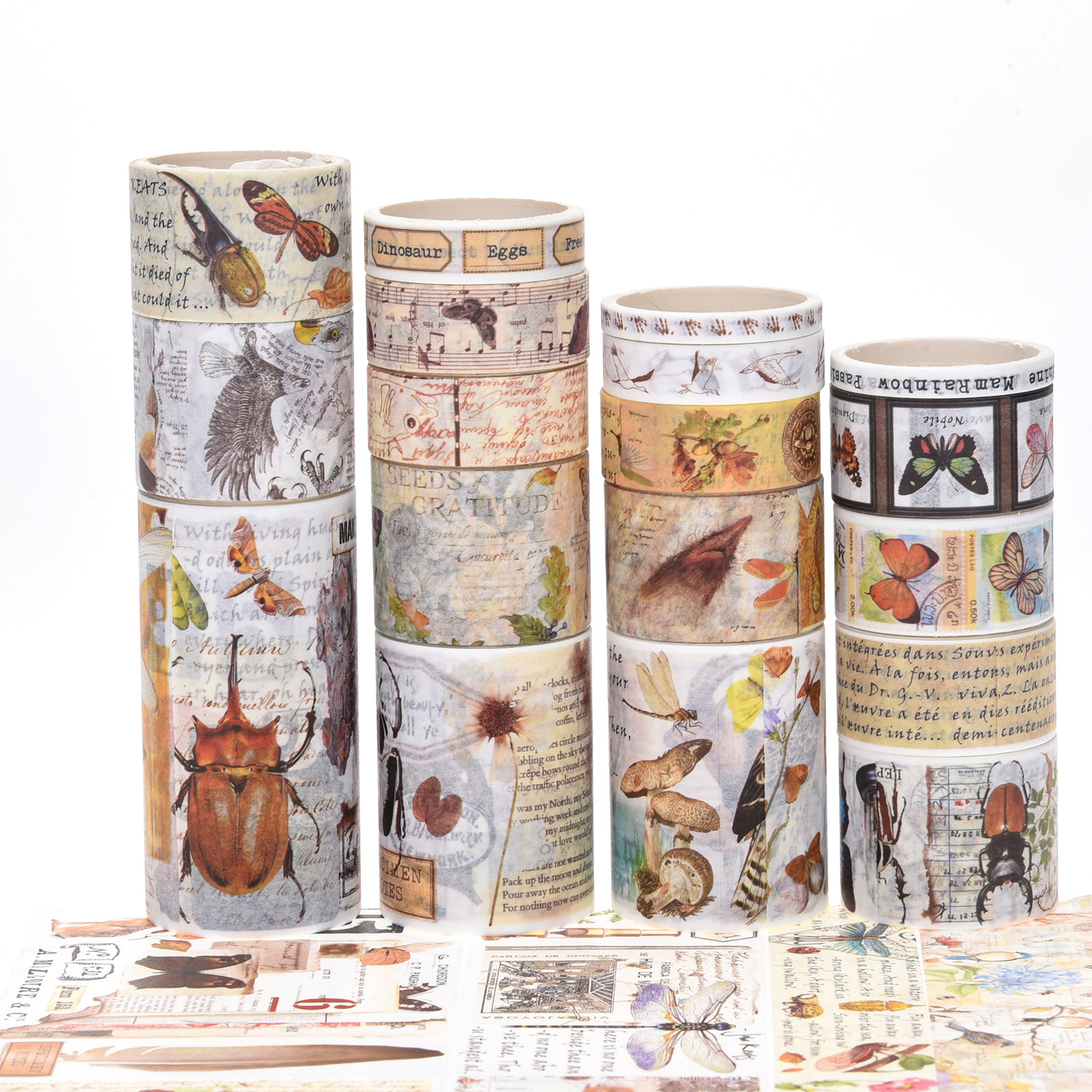 Vintage Washi Tape Set – 18 Rolls Floral Designs