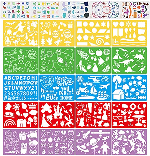 Kids' Stencil Drawing Kit - 25 Plastic Stencils