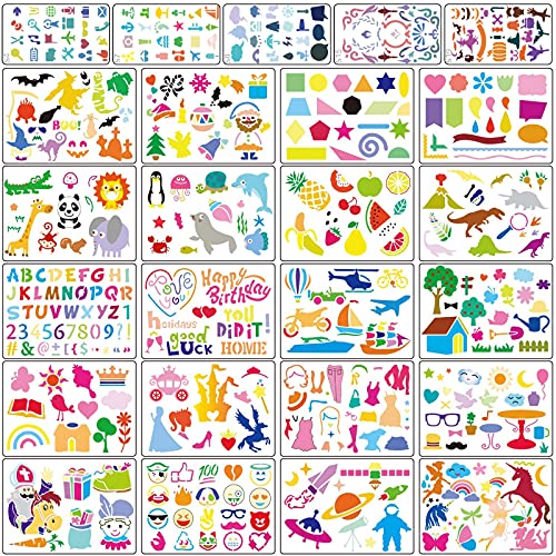 Kids' Stencil Drawing Kit - 25 Plastic Stencils