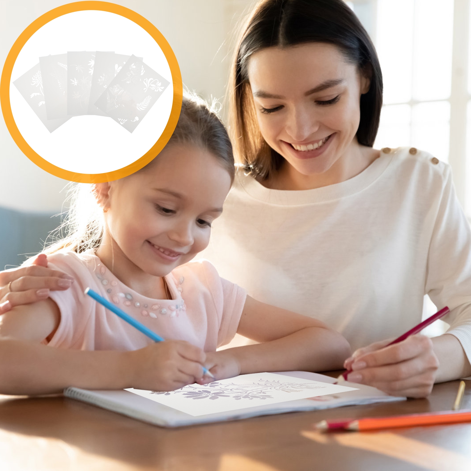 5-Pack DIY Floral Drawing Stencils Set