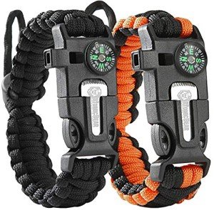 Atomic Bear Paracord Bracelets with Fire Starter - 2 Pack