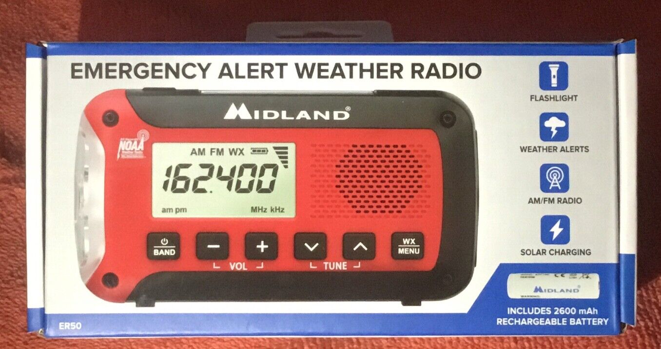 Midland Emergency Weather Radio: Hand Crank & Solar